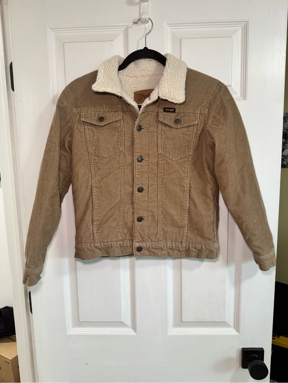 Wrangler Youth L Corduroy Sherpa Jacket Brown Western Cowboy Trucker Coat